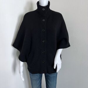 Garnet Hill Women's Lambswool Angora Cardigan Sweater Size M Black Cocoon